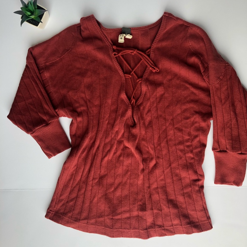 We The Free Lace Up Knit Top XS